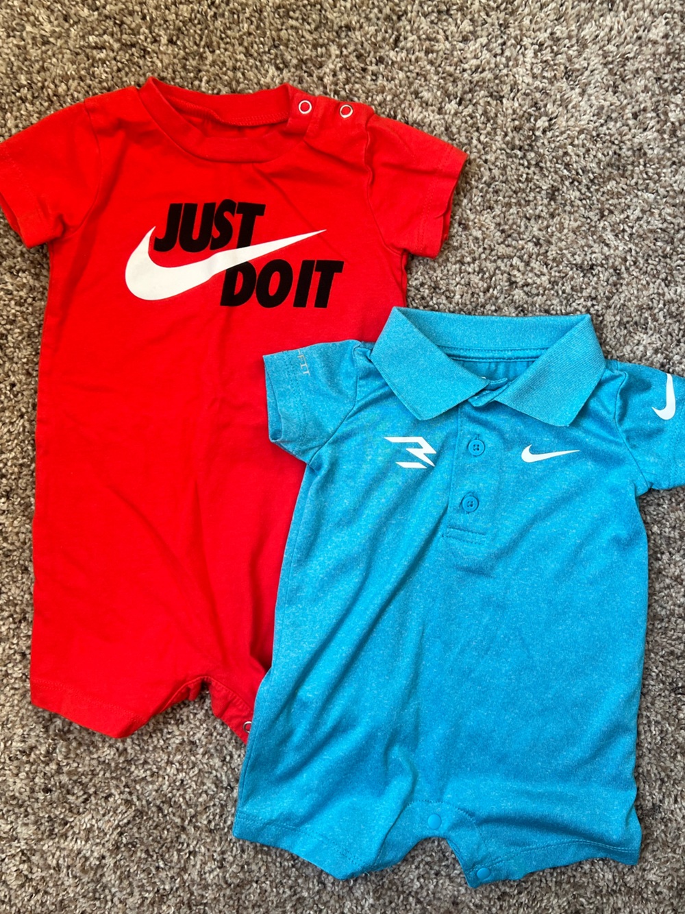 Nike Baby Boy Onesie Romper Bundle Red Blue Polo Dryfit 3BRAND 3 month 9 month